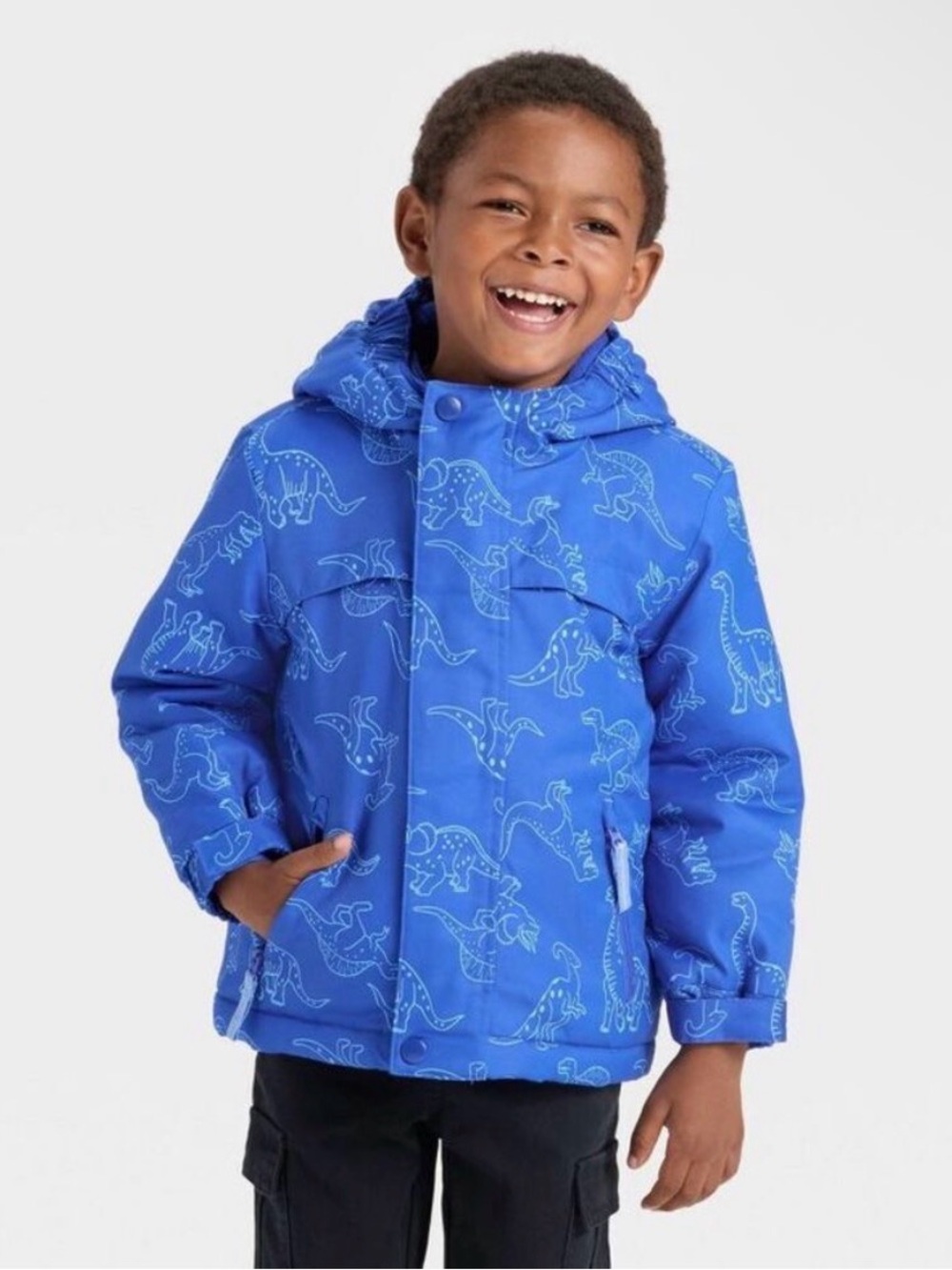 Cat & Jack Bright Blue Dino Puffer Jacket with Hood 3 in 1 size 18 Months NWT